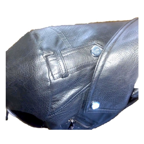 Steve Madden Black Leather Laced Up Sleeves & Sides Motorcycle Jacket Womens Sm - Picture 4 of 12